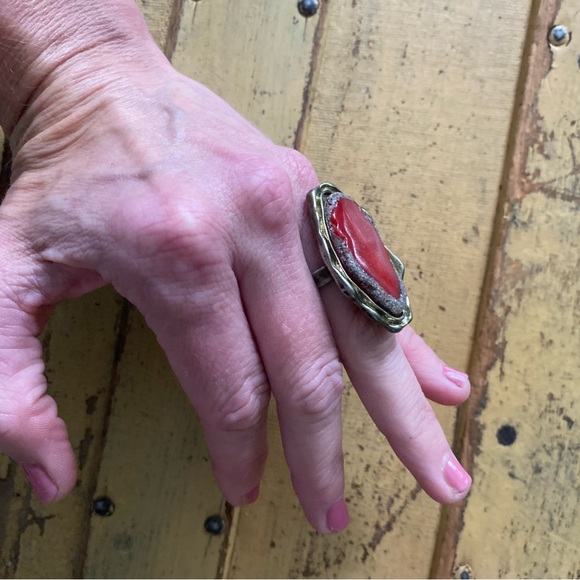 ASOS RING VINTAGE STYLE BOHO CHUNKY RING WOMENS L BRUSHED GOLD OVERSIZED - Picture 6 of 16